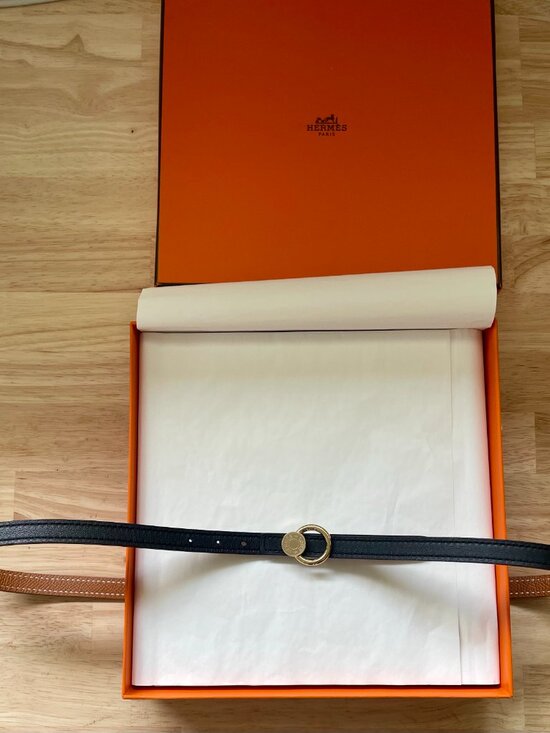 AUTHENTIC Hermes 13mm Reversible Belt Tan/Black 36” – PRISTINE w/ Packaging main image 11
